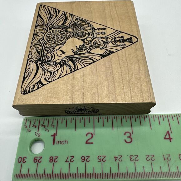 Goddess Celestial Woman Stamp Oasis Triangle Wood Mounted Rubber Stamp Rare - Picture 8 of 8